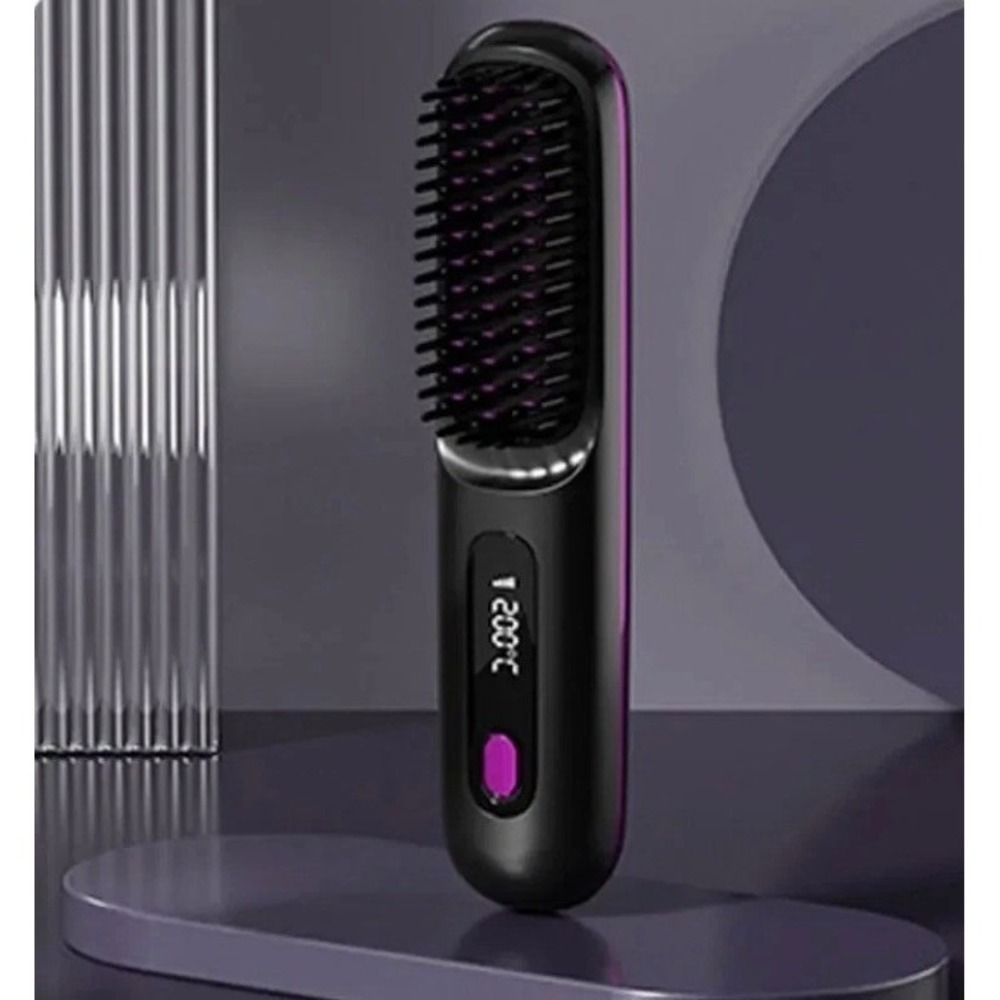Hot Cordless Mini Hair Straightener Brush Rechargeable